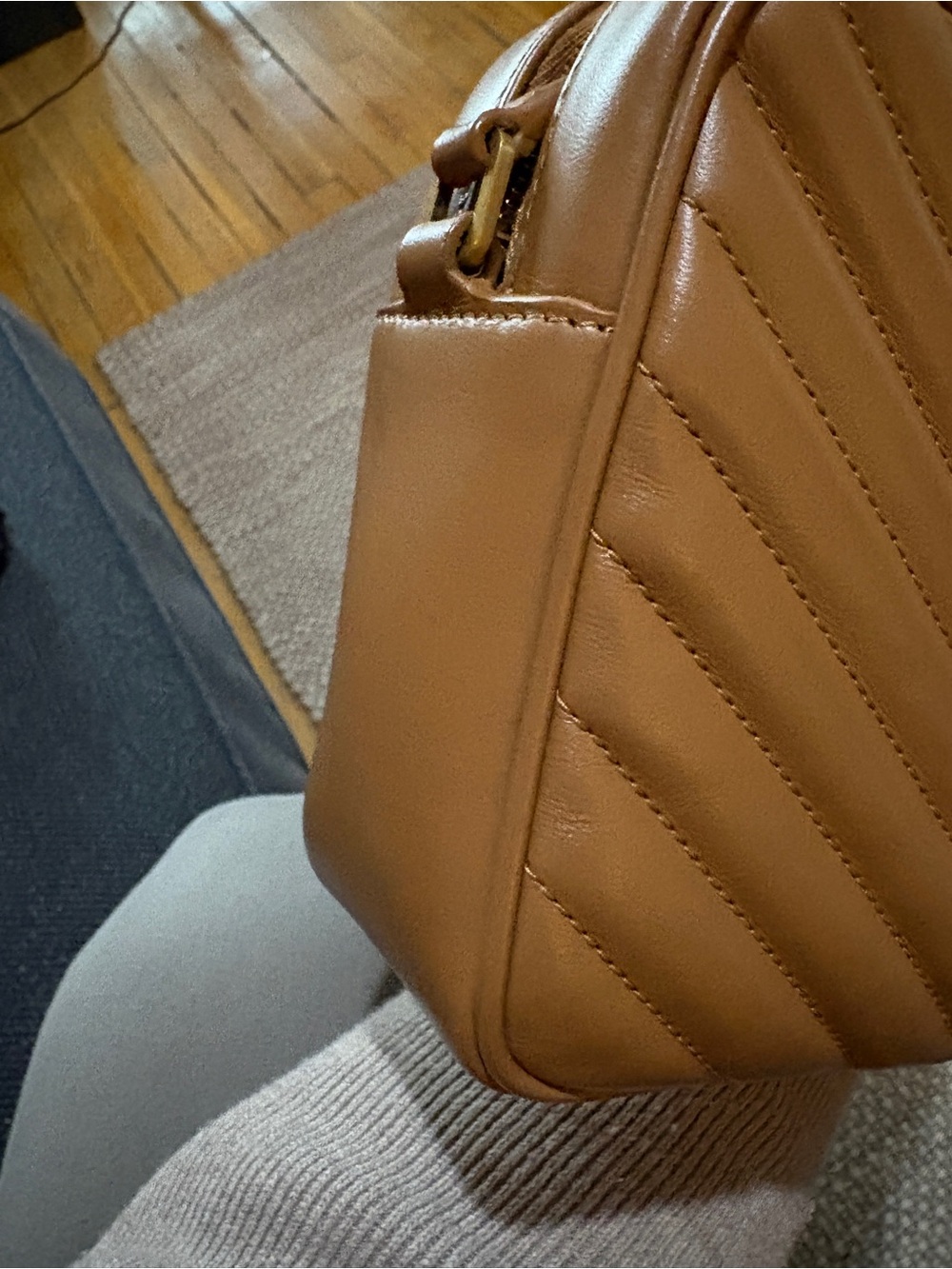 Yves Saint Laurent Chevron Quilted Leather Lou Camera Bag in Cinnamon - Picture 8 of 10